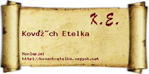 Kovách Etelka névjegykártya