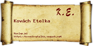 Kovách Etelka névjegykártya